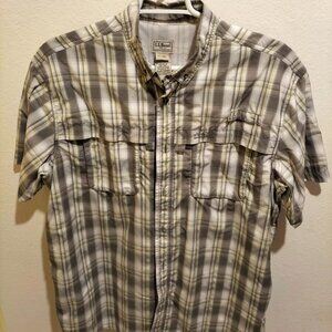 Men L.L. Bean Button Up Short Sleeve Shirt Vented Outdoor Fishing XL/Tall